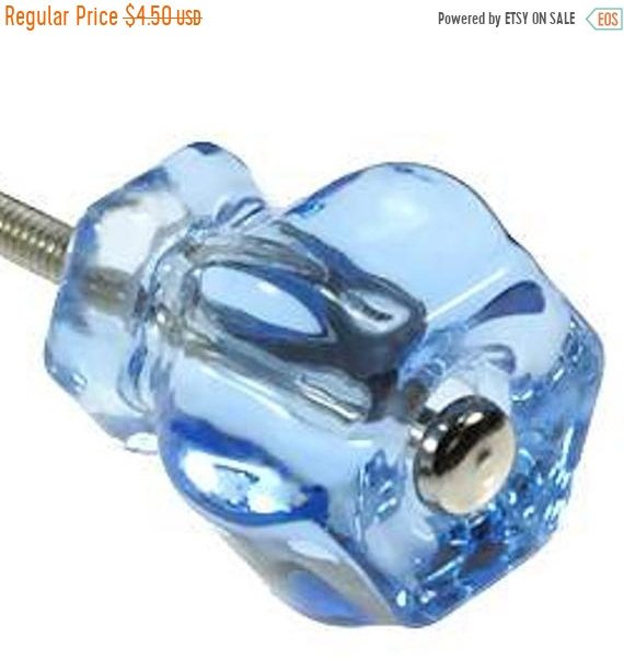 On Sale Set Of 1 Ice Blue Glass Cabinet Knobs Antique Depression