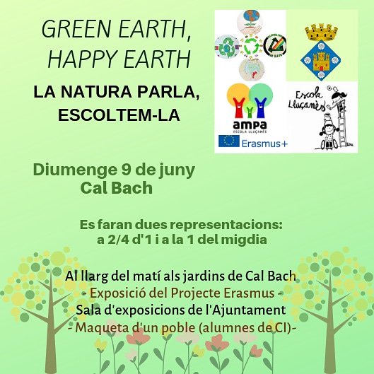 escolallucanes's tweet photo. Us esperem a totes i tots a Cal Bach a la Cloenda del Projecte Erasmus amb dues representacions de tots els alumnes a 2/4 d'1 i a la 1), exposició del Projecte Erasmus (jardins de Cal Bach) i maquetes dels alumnes de CI (Sala d'exposicions). No us ho perdeu! @Pratsinfo #Erasmus https://t.co/knqktDhIpW