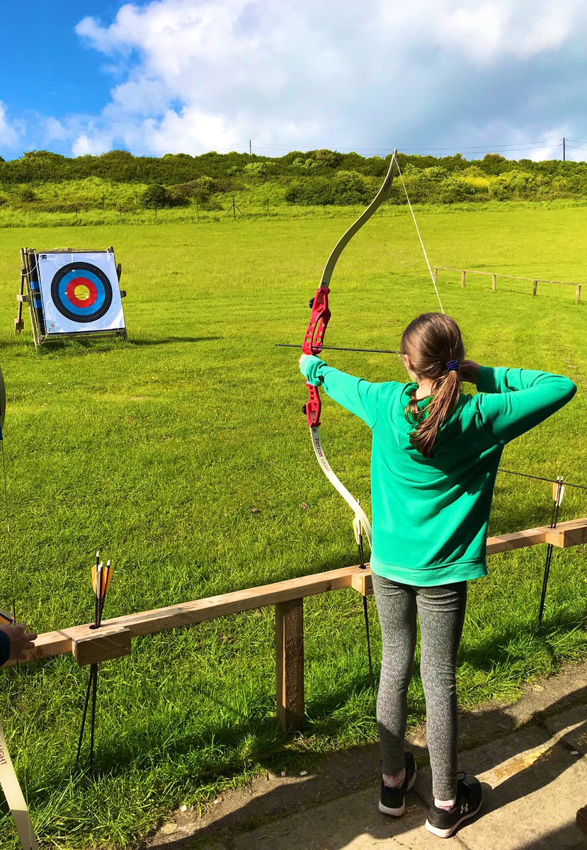 DoKSchool's tweet photo. Some strength and target practice for Year 6 yesterday afternoon 🏹 🎯 #SharpShooting #BowToToe #Bullseye https://t.co/X7m4wNAjVN