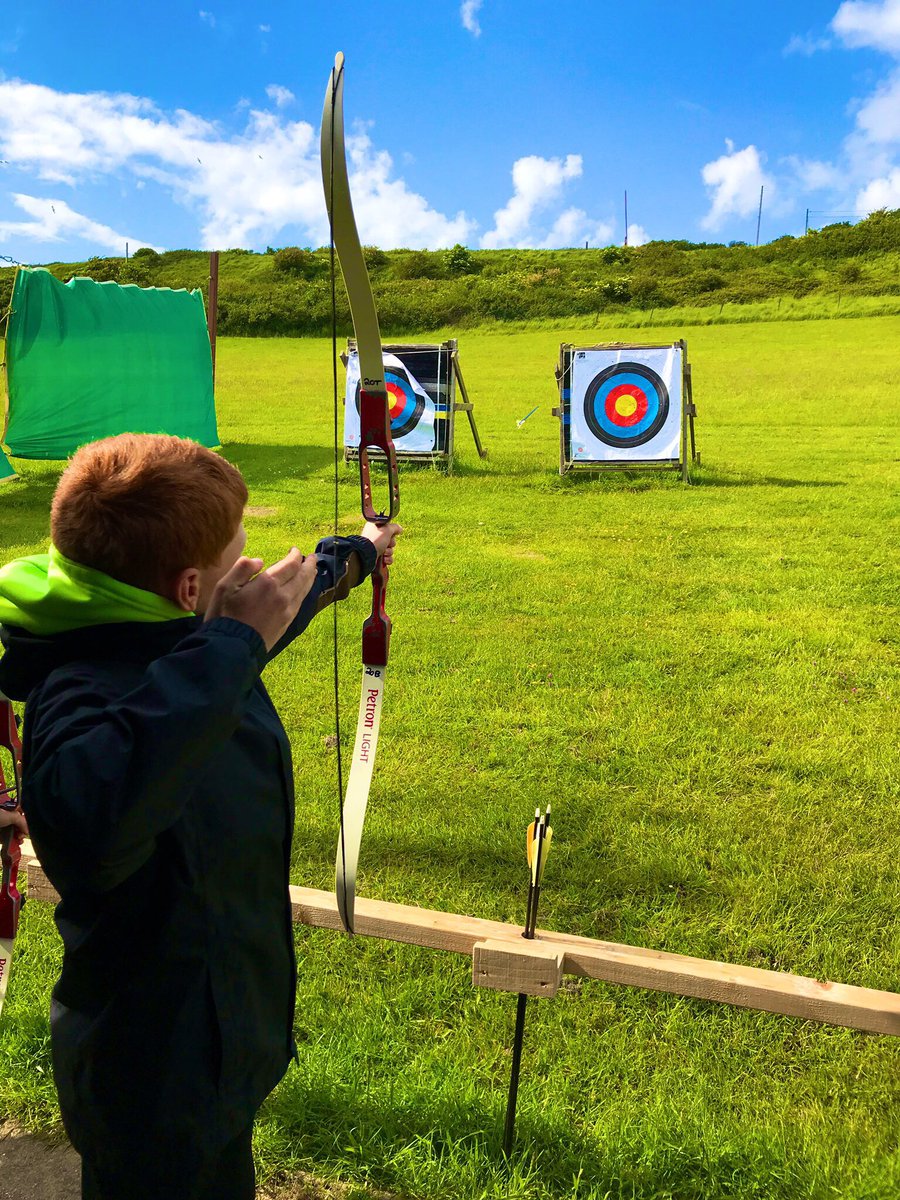 DoKSchool's tweet photo. Some strength and target practice for Year 6 yesterday afternoon 🏹 🎯 #SharpShooting #BowToToe #Bullseye https://t.co/X7m4wNAjVN