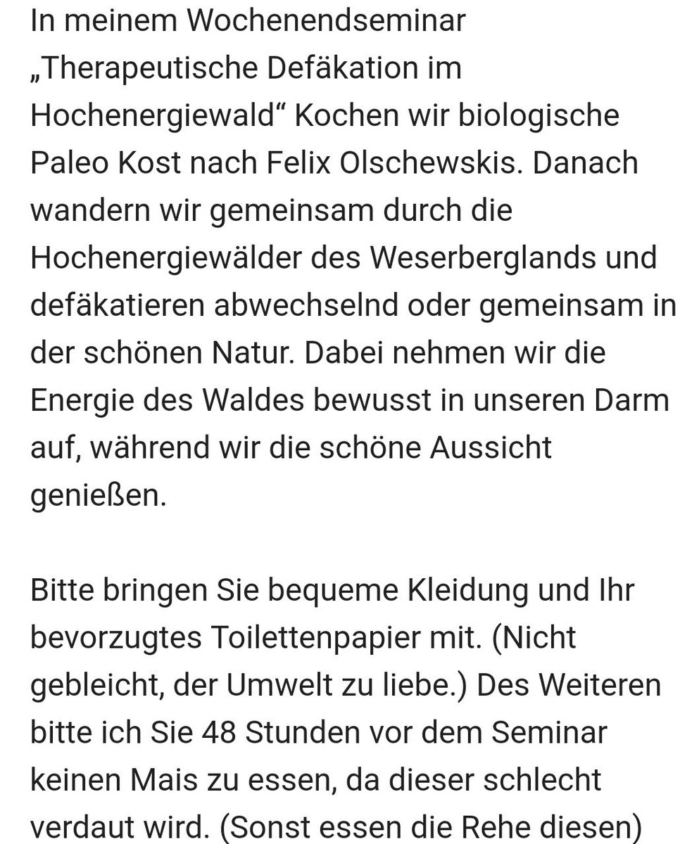 Hatice_Ince_'s tweet photo. Ein Wochenendtrip, um dem Darm näher zu kommen - für gerade mal 450€. Das klingt doch fein.
Sicher auch für Paare geeignet.

(via @ennolenze) https://t.co/R9ZZiwHWAH