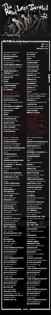 ChinAOMG's tweet photo. Jay Park - The Road Less Traveled  
Lyrics translation CHN ver Part 3. 

For the better understanding of Chinese fans, we translated 17 songs into Chinese. Hope could help to deliver the messages from all tracks of Jay and all other artists. 🖤

#Jaypark #박재범 @JAYBUMAOM https://t.co/ffnUBzitIw
