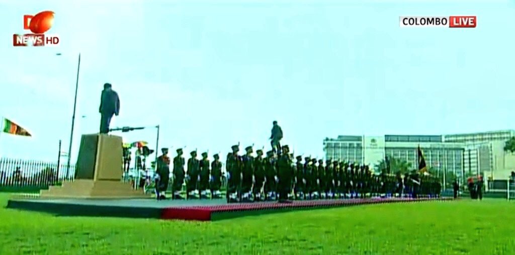 saksivarnan's tweet photo. PM Modi given ceremonial reception in President Secretariat Colombo—The building, towards the right is the Kingsbury hotel, the place of one of the terror attacks on 21st April!
#Srilanka #lka #India 🇱🇰🇮🇳#ModiInSriLanka #ModiInSL #ModiVisitSL https://t.co/XhNpLK1XXk