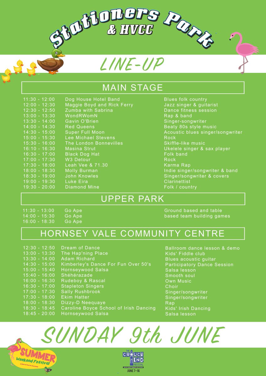 After the success of yesterday, we’re looking forward to day 2 of the Summer Weekend Festival! Come down from 11:30 for lots of music performances, food stalls and even a cheeky salsa lesson! <a href="/HornseyVale/">Hornsey Vale Community Centre</a> #CrouchEndFestival <a href="/crouchendfest/">Crouch End Festival</a>  #northlondon #festival #dance