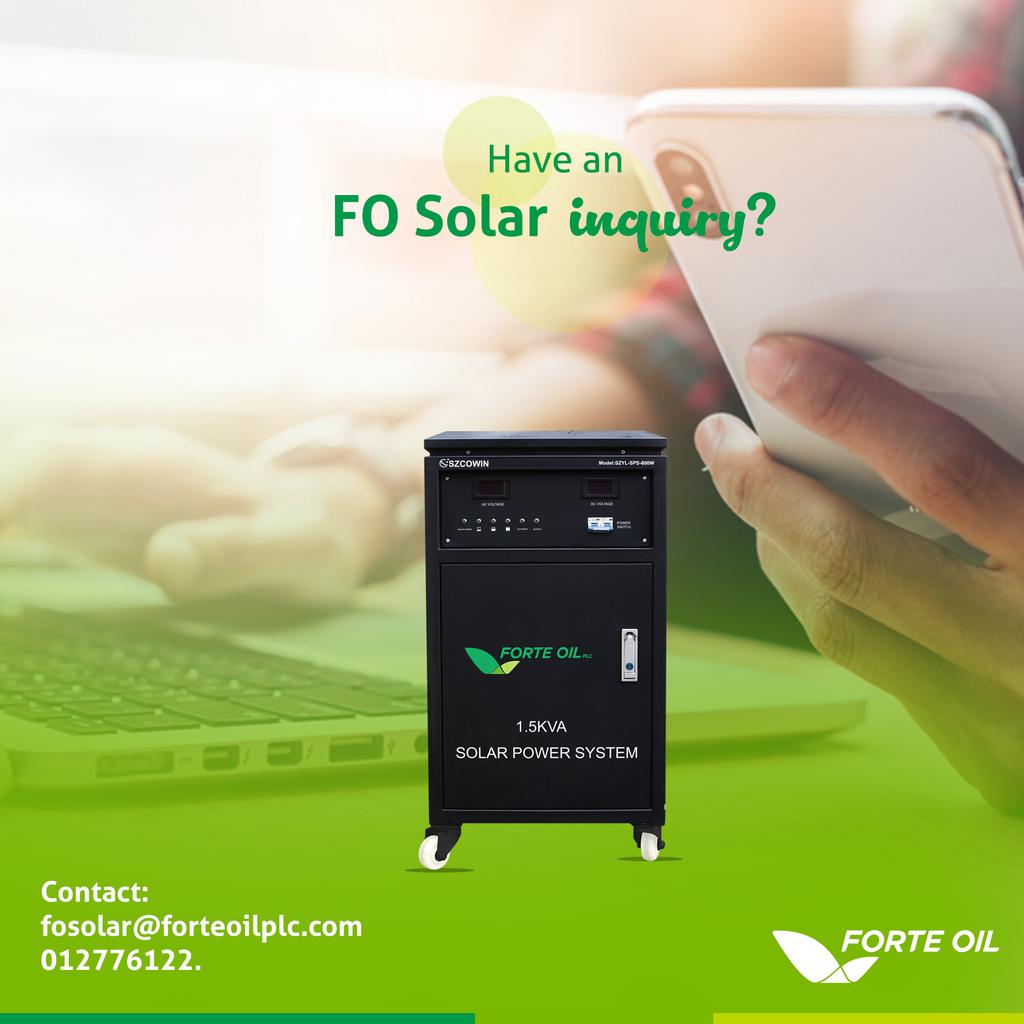 ardovaplc's tweet photo. With FO Solar, you can now enjoy uninterrupted power supply and pay for it at your own pace. Move over to the brighter side. 
#FOSolar #ForteOil https://t.co/KKJP3adGpi