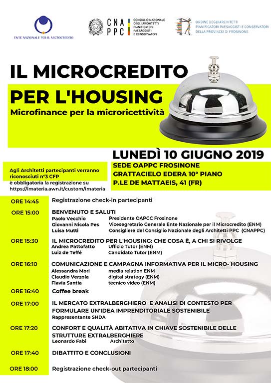 ENMItaly's tweet photo. Si terrà domani presso la sede #OAPPC (Ordine Architetti Pianificatori Paesaggisti e Conservatori) del  @ComuneFrosinone il #seminario "Il #Microcredito per l'Housing, #Microfinance per la #microricettività. @cnappc #grattacieloedera 

https://t.co/LTyfbwZyyh https://t.co/Ul2G3JCQGb