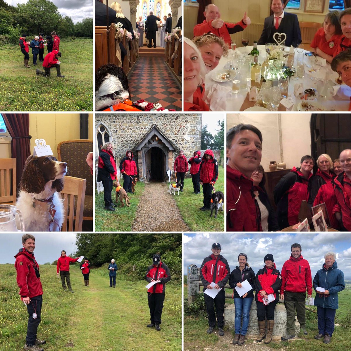 SDSussex's tweet photo. Busy weekend! Friday eve was team training & also a team member got married!
Congrats Karl & Zoe 🤵👰
We gave a search dog guard of honour with 4 dogs whilst the rest trained
Saturday we gave nav training to some newer members
2day we will be mostly resting #stilloncall https://t.co/HzObSGZea1