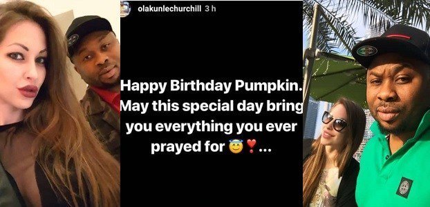 Tonto Dikeh s Ex-hubby, Olakunle Churchill, Wishes Mystery Caucasian Lady A Happy Birthday  