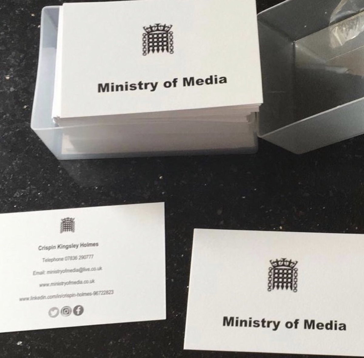 CameraChappy's tweet photo. New business cards for Ministry of Media @CameraChappy https://t.co/mSU51UXMpk