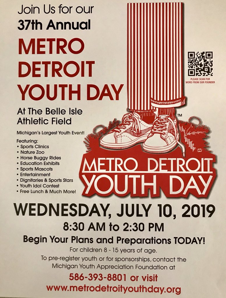 Please come  to Metro Detroit Youth Day and speak to the kids. Hit me up (248)842-9540 Thanks 🙏🏿