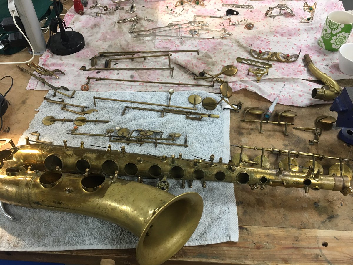 Completely stripped ’Betty’ the Buffet yesterday (so to speak). Fascinating saxophone repair workshop yesterday.