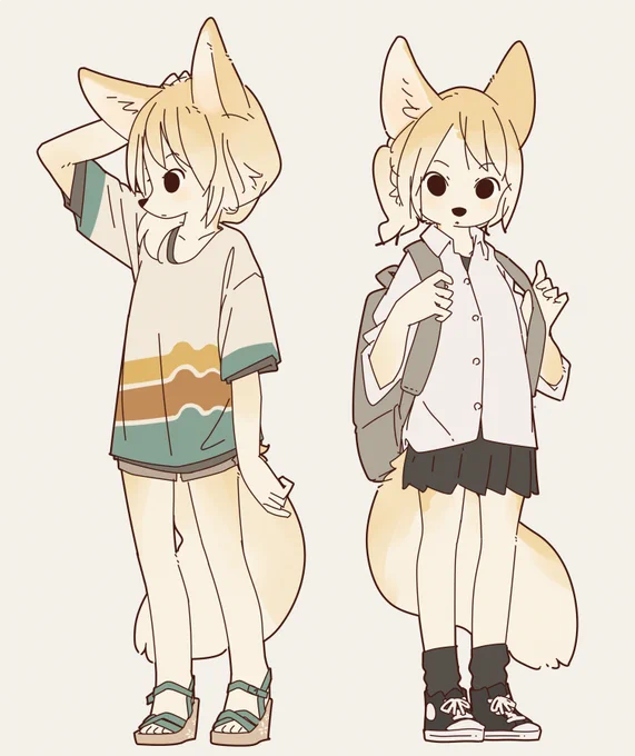 フェネックときつね 