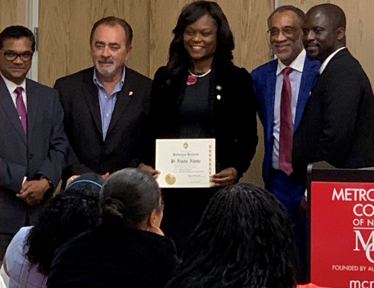 MCNYHahn's tweet photo. This past Friday evening, Chief Academic Officer @DeanDepoo , Dean #HumphreyCrookendale, Professor #PhilipNufrio, and Mr. #RafiuLaguda inducted NYS Assemblymember @AMBichotte as an honorary member of @mcnyedu 's chapter of @naspaa 's #PiAlphaAlpha honor society. #GoMPAMPP https://t.co/EtT5EjuY76
