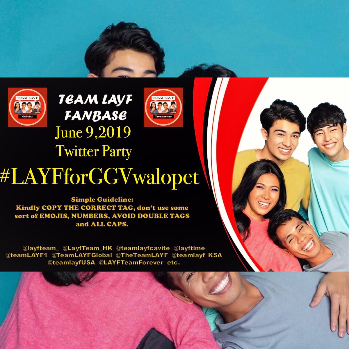 all_layfofc's tweet photo. @AliceSajulga
@Chel_o917
@chinbantuas
@iamjhustcute
@ChiiQx_Sy
@18january3
@maetayhon811
@nhicole010819
@TheTeamLAYF
@vicegandako
#LAYFforGGVwalopet https://t.co/cNzu3P7W6k