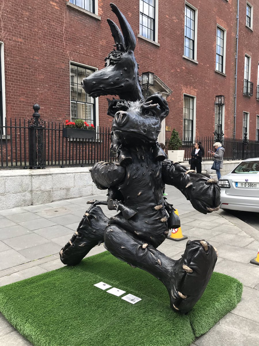 DillonLiz's tweet photo. I’m loving #TheBear sculpture outside @merrionstreet it’s inspired by a #worldwar2 photo of a #Gi carrying a donkey #patrickoreilly @MerrionHotel https://t.co/I8ZSvtz6hO