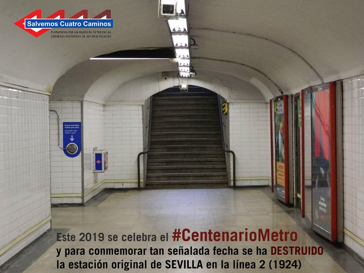 madridcyp's tweet photo. @OditaN @Unsereno Ese anuncio apareció en su contexto original: una hornacina abovedada de fondo plano, dentro del vestíbulo original con dos salidas que se conservaba, que se hallaba anexo al vestíbulo moderno de la estación con otra tercera salida.
Ahora sólo hay una. Han destruido la estación! https://t.co/UFbTGO7w3X