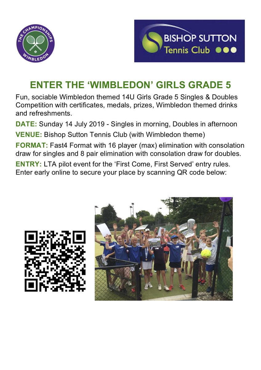 Our next Fab, Fun, Sociable Wimbledon themed tournament run by our LTA Regional Volunteer of the year &amp; National Finalist Mark Taber will be on 14 July. Pilot for new 'First Come, First Served' so enter now with a friend to avoid missing out!
www3.lta.org.uk/Competitions/E… <a href="/SheRallies/">She Rallies</a>