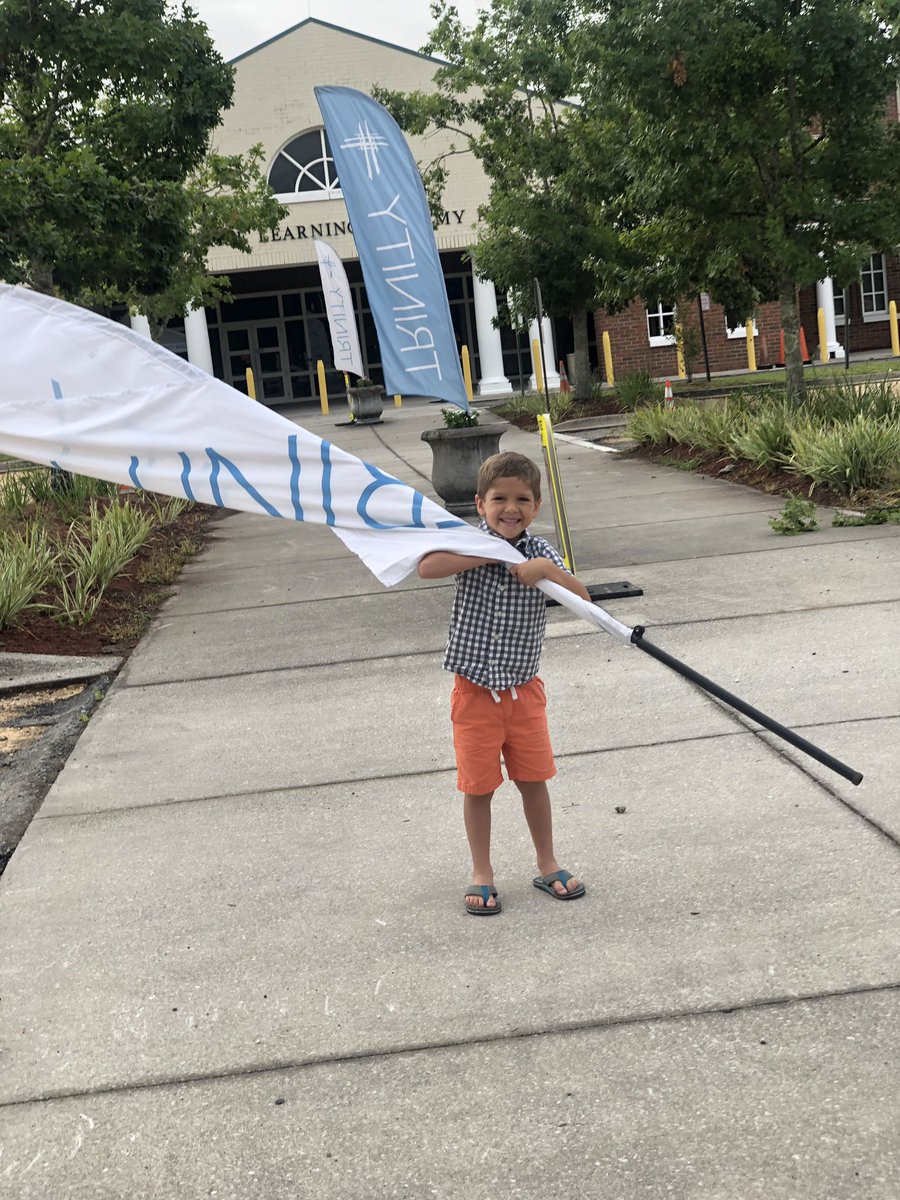 joshhevans1's tweet photo. My boy is up early this morning helping me setup for church! Today, he wanted to help put out the flags. #TrinityOakleaf #DadLife https://t.co/kBX52I7Lkj
