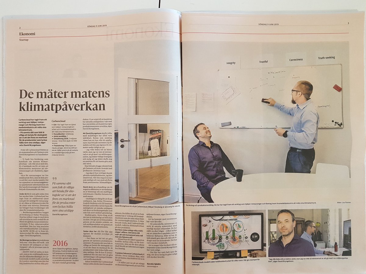 Carbon_Cloud's tweet photo. Stort uppslag om oss i Götebors-Postens ekonomidel idag. Kul! Ni som prenumererar kan hitta artikeln här: https://t.co/RYs4HbUCIH https://t.co/lVcvmqxWRN