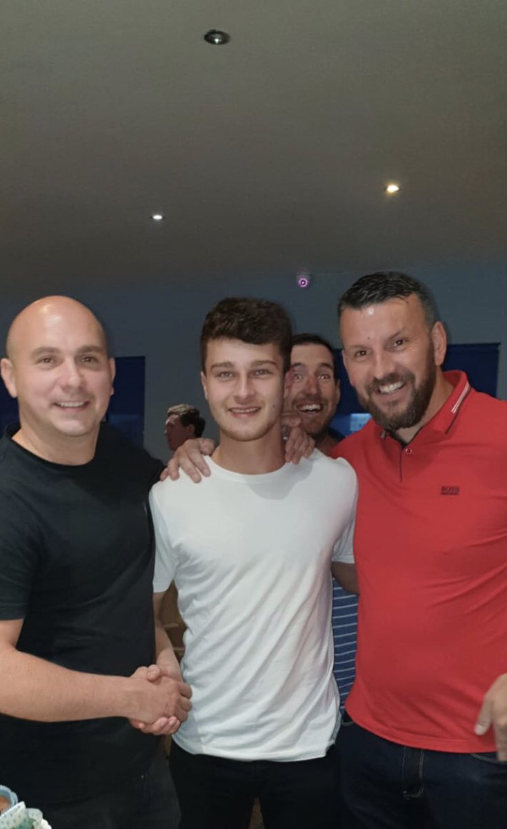 Treowenstarsfc's tweet photo. Club captain @TommyJames92 presenting @finleyhazell8 with Players player of the year for the first team. Fin also bagged the managers player of the year award from @deanoR78. absolute baller. That’s fin, not Dean. Fin also has committed to the Stars for next year 👏🏻👏🏻👏🏻 https://t.co/oF0mNJUnnb
