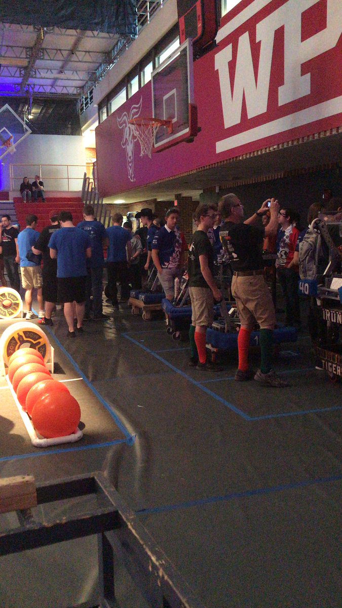 Teams queuing up for the first matches of the day, matches start at 8:30! #WPI #omgrobots #BattleCry20