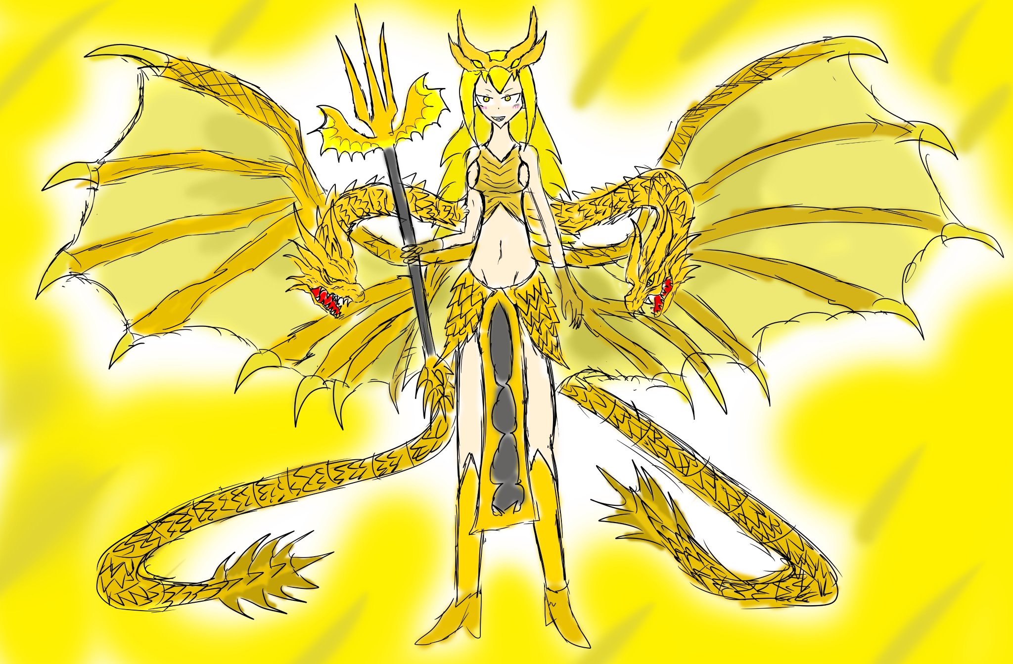 ハリ 怪獣擬人化 Godzillamovie キングギドラ 19 名 トール 長い間眠っていた怪獣 二つの首にも自我があり性格が異なる 基本的に真ん中がリーダーだが 二つの首が行動を決めるときもある 右はやんちゃ 真ん中はリーダー 真面目 左は好奇心が強い 我