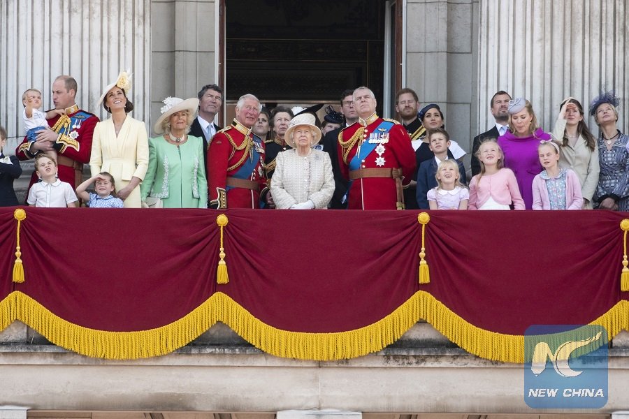 XHNews's tweet image. British Queen Elizabeth and her family members attend #TroopingtheColor ceremony to mark her 93rd birthday