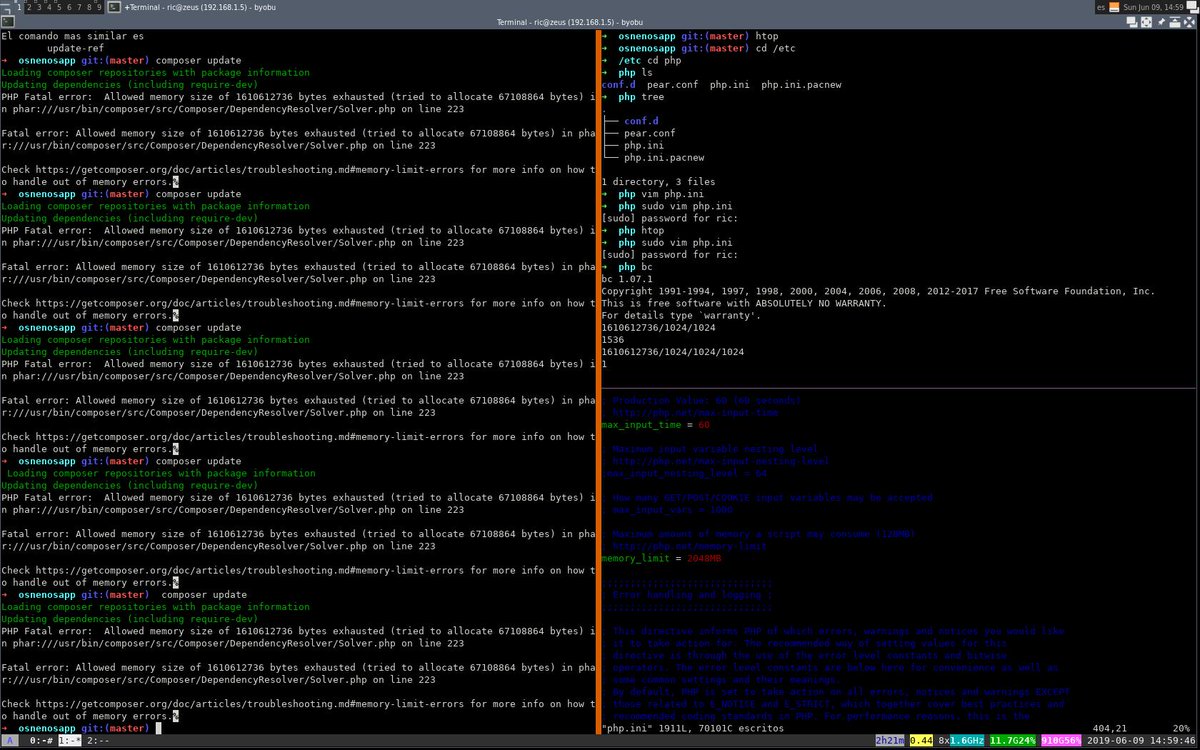 neo_niet's tweet image. Madre mía, dentro de poco habrá que correr #phpcomposer en un supercomputador. Finalmente para hacer un update usó 3.5G de momoria