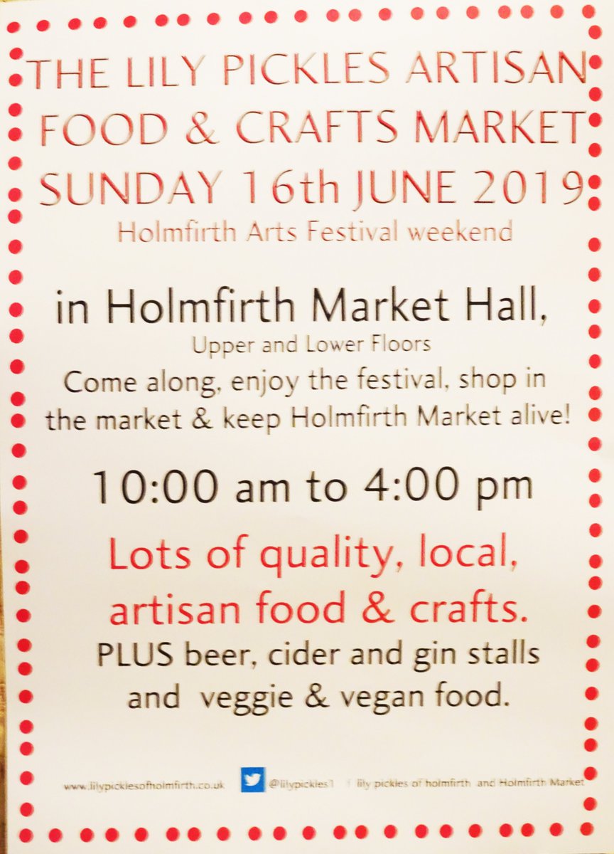 Lily Pickles (@lilypickles1) on Twitter photo Just one week to go until our next #Artisanmarket at <a href="/holmfirthmarket/">holmfirthmarket</a> <a href="/HolmfirthARTS/">Holmfirth Arts Fest</a> weekend, 32 fabulous stalls over 2 floors, come along and enjoy the fun and see <a href="/holmfirthmarket/">holmfirthmarket</a> alive and buzzing ! Just one week to go until our next #Artisanmarket at <a href="/holmfirthmarket/">holmfirthmarket</a> <a href="/HolmfirthARTS/">Holmfirth Arts Fest</a> weekend, 32 fabulous stalls over 2 floors, come along and enjoy the fun and see <a href="/holmfirthmarket/">holmfirthmarket</a> alive and buzzing !