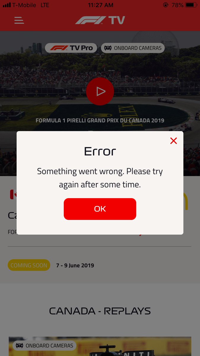 harph's tweet photo. ⁦@F1⁩ your app is broken again. This app is super unreliable. What a shame for such a big brand. https://t.co/6mPxiIz6pu