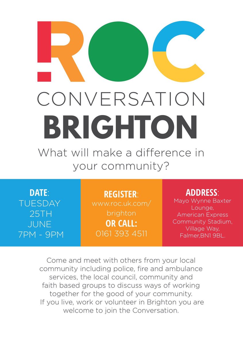 ROC Conversation #Brighton on June 25th hoping you can join us! 

To book your free ticket buff.ly/2WDmQje