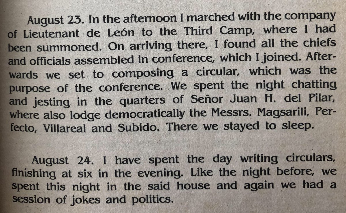 August 23-24, 1900: Carrasco and other soldiers spent nights chatting and jesting in Juan’s quarters. Sounds like a sleepover to me hehe.