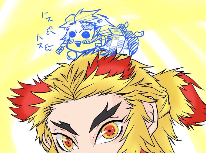 虎井さんがTwitterに投稿した煉獄杏寿郎(鬼滅の刃)のイラスト。