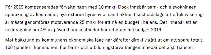 Precis när jag konstaterat rekordförsök i besparingar Lindesberg får jag tips om Nässjö. Kolla in detta! 25 miljoner besparing på skolan 2019 vilket motsvarar 35,5 tjänster.