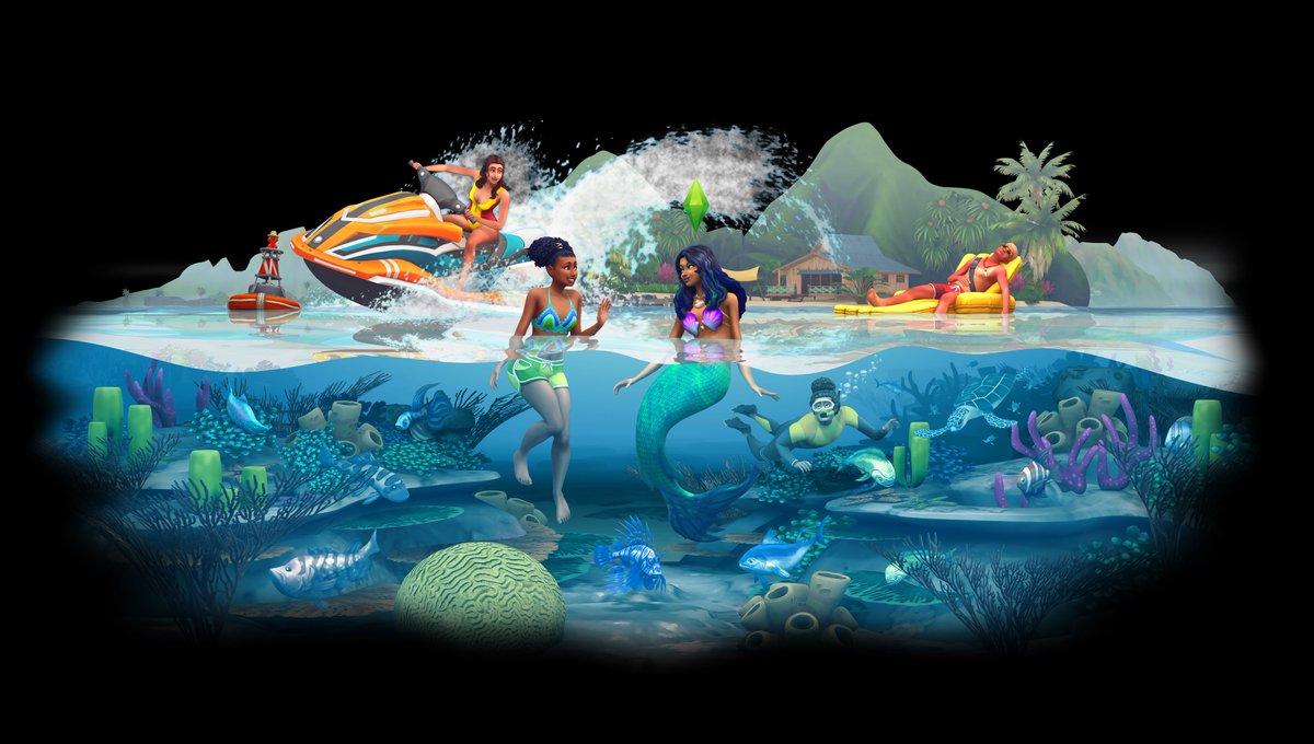SimmerThailand's tweet photo. Artwork สวยๆจาก The Sims 4 Island Living จ้า มี Logo ,Cover Box และ Render (มีนางเงือกด้วยนะ) #TS4IslandLiving https://t.co/fL7fWadF2r
