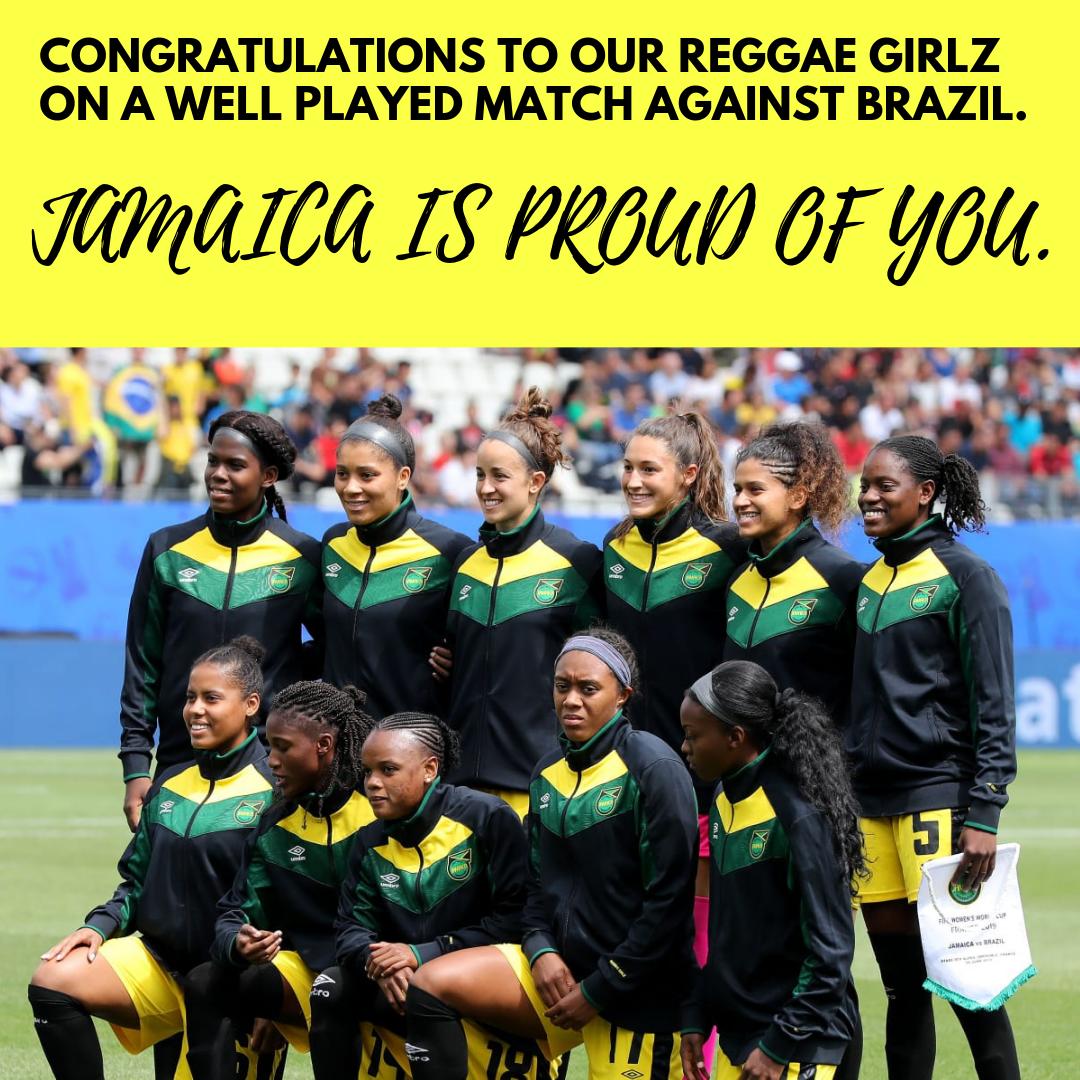 Our Reggae Girlz played valiantly against Brazil and we are very proud of them!