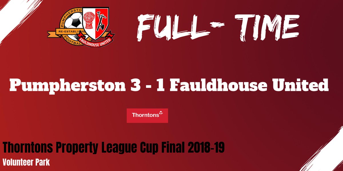 🏆 | Thorntons Property League Cup winners 2018-19 @Pumpherstonjfc!

Two goals in the last eleven minutes were enough to overcome <a href="/Fauldhouseutd1/">Fauldhouseutd</a>, who levelled the game with half an hour left to play.

Congratulations to everyone at Pumpherston for an excellent season.