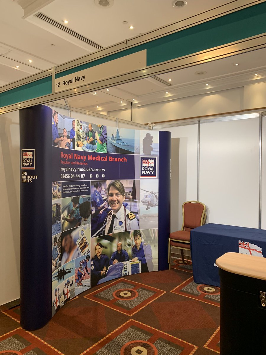 All set up ready for the RCN Careers fair tomorrow at The Marriott Bristol centre hotel. Pop by stand 12 and find out more about the Royal Navy full and part time nursing opportunities. @NursingJobsFair @RNReserve @MedicsNavy @DMS_SurgGen