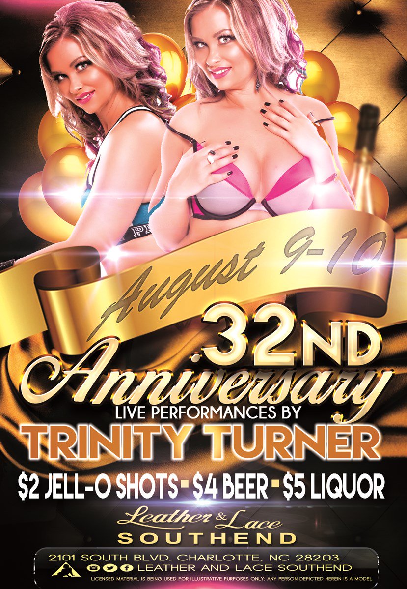 QCSwinger's tweet image. Celebrate Leather &amp;amp; Lace Southend’s 32nd Anniversary with Live Performances by Trinity Turner
August 9th &amp;amp; 10th
$2 Jell-O Shots / $4 Beer / $5 Liquor @MALSouthEnd #CLT #CharlotteNC #NCStripClubs #CharlotteNightLife #MALEntertainment

Details: malentertainment.com/event/ll-south…