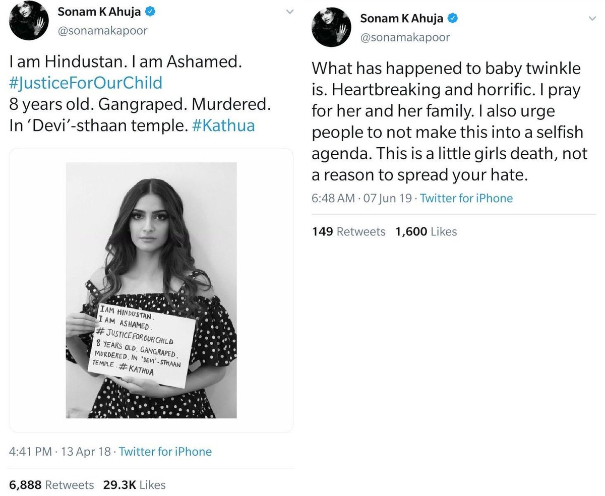 kaps1504's tweet photo. @sonamakapoor Really can you differences between your content used for a muslim girl and for a hindu girl.
Now you are not ashamed, Now you are proud and even saying to not making this a issue to her family if this happened with you then will your father not make this issue. https://t.co/T97dsuQr5S