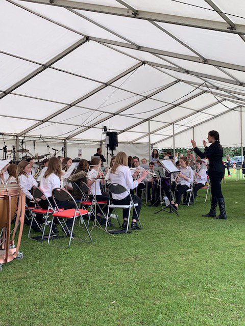Friends_HMC's tweet photo. HMC Wind Band kicked off our set to a fine start. Thanks to @AlmsfordGala for inviting us to your lovely #AlmsfordCommunityFunDay. What a great atmosphere! https://t.co/DA9LptcStr