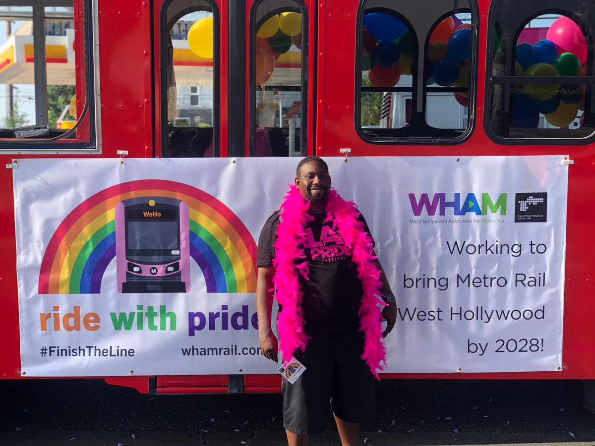 WHAMRAIL's tweet photo. Morning @WeHoCity and #angelinos it’s almost time for the #lapride parade!!😻 Lookout for our @WHAMRAIL float and snag yourself a fabulous pink boa to complete your #prideday2 look 💗#finishtheline #ridewithpride 🚊🏳️‍🌈 https://t.co/mextzyTjI1