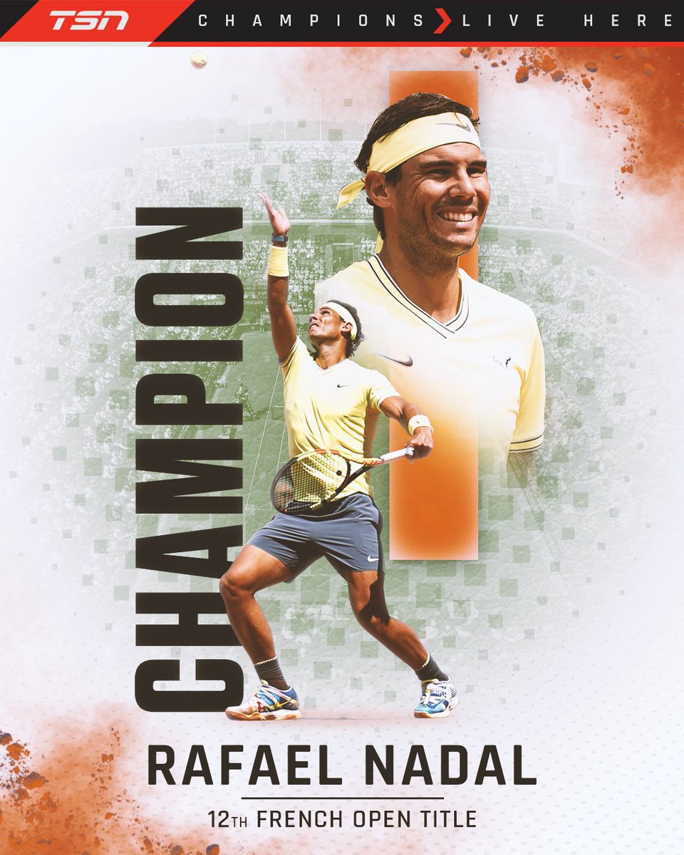 TSN_Sports's tweet photo. #Nadal dominates to win his 12th #FrenchOpen title! https://t.co/5bRnDrUU94