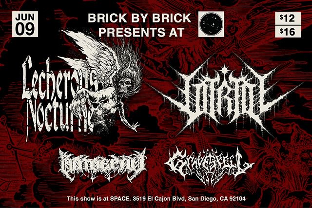 BxBpresents's tweet photo. TONIGHT // USDM war machine Lecherous Nocturne (@LecherousMetal) with special guests Vitriol, Ontogeny, and @Gravespell at @spacebarsd—doors are at 8:30PM + tickets are $16! https://t.co/Ocl1K7VZ7E @BrickbyBrickSD @willowtip #SanDiego https://t.co/KlSSxfea87