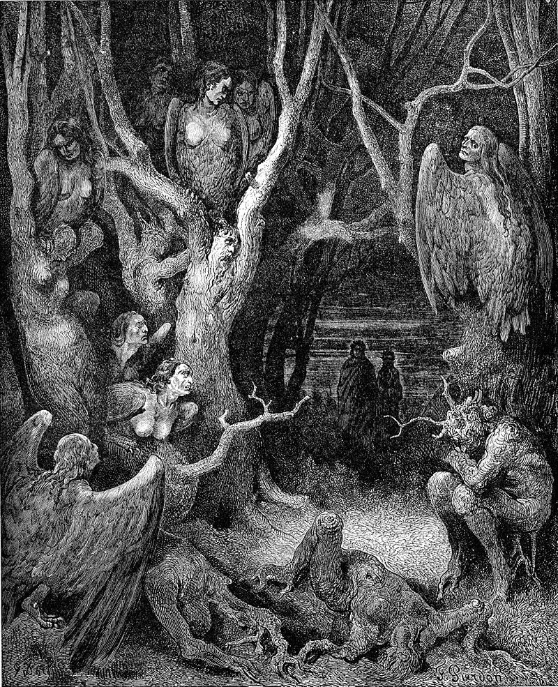 Tatiana19796's tweet photo. #folklorefaces In Canto XIII of his 'Inferno',Dante envisages the wood where the suicides have their punishment in the 7th ring of Hell infested with harpies:
'Here the repellent harpies make their nests...
They have broad wings,with razor sharp talons and a human neck and face' https://t.co/lyX0npfioQ