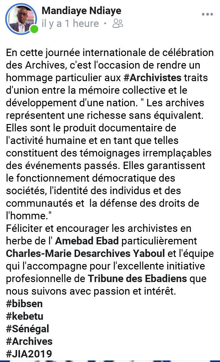 ebadiens's tweet photo. Merci @thiaatmi 
Merci à tous pour vos suggestions, vos encouragements et partages!
Votre soutient est une source de motivation pour l'équipe💪
#JIA
#pour_la_valorisation_du_patrimoine_documentaire https://t.co/TClMv9CDIR