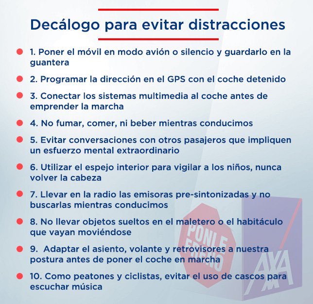 GonzaloCatOcc's tweet photo. Las 10 claves para evitar distracciones al volante. Vía @Ponle_Freno y @A3Noticias #CuidamosTuCOCHE 🚘 https://t.co/RWncTmkWl8