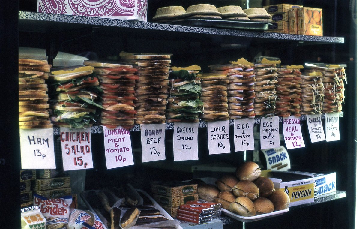 Sandwiches for sale, London 1972, courtesy of Glen Fairweather