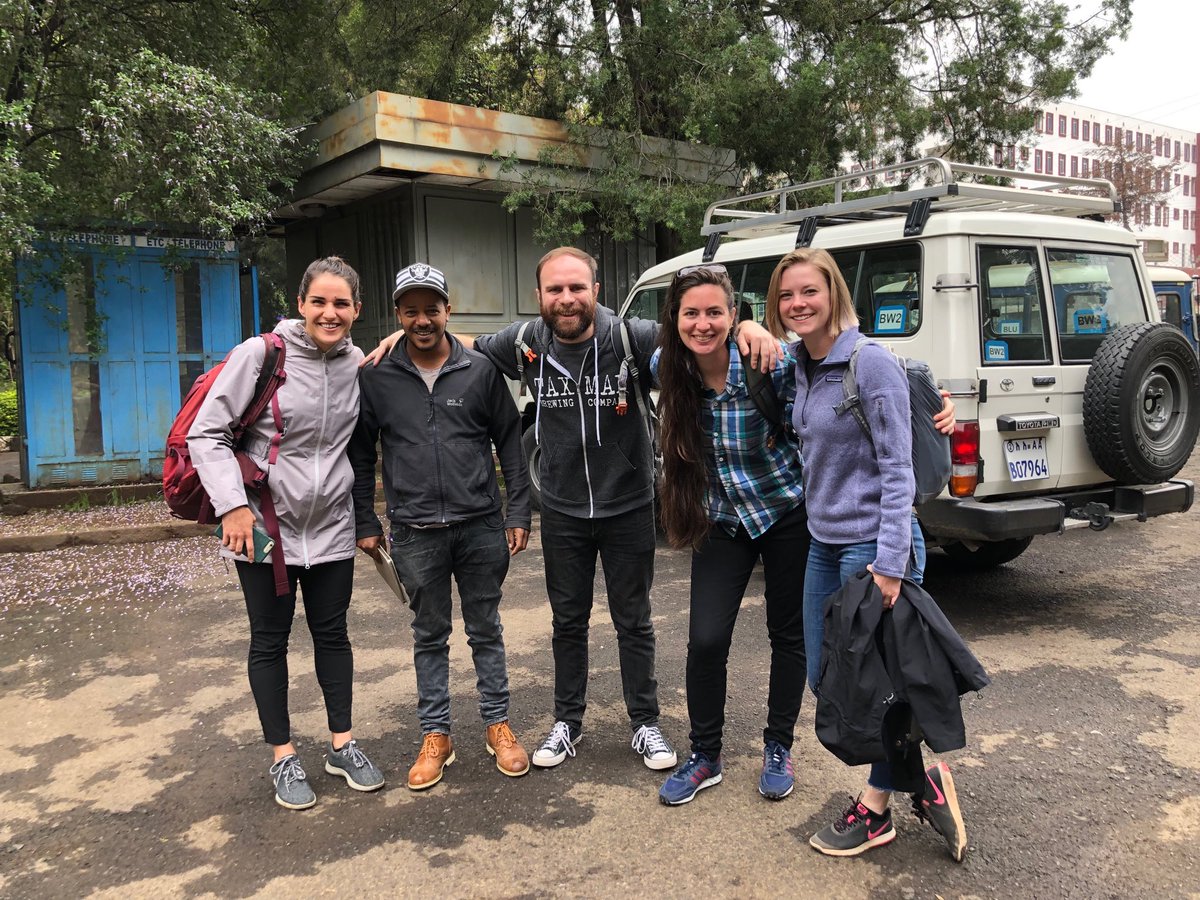 #TeamMonkey arriving at the Ethiopian Museum for a long day of paleo work on a Sunday. 

#FossilsNeverSleep.

⁦<a href="/theoldbones/">Marianne Brasil</a>⁩ 
Wegen
⁦@RyanYohler⁩ 
⁦@PaleoTesla⁩ 
⁦@ThePaleoCat⁩
