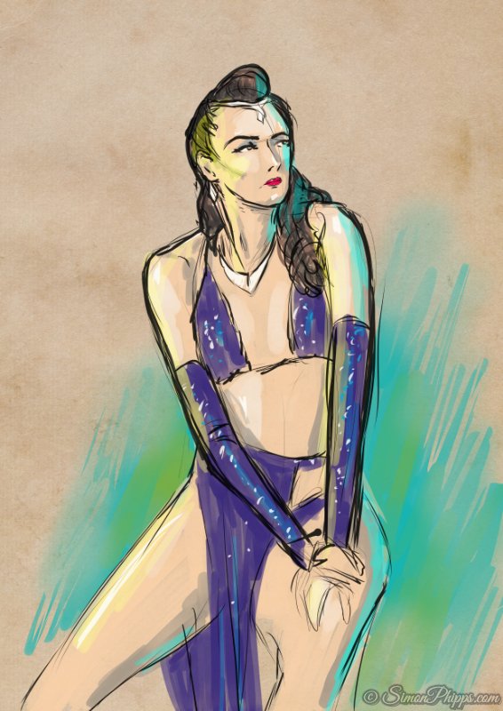 SimonPhippsArt's tweet photo. And finally, @DrSketchyNotts, the magnificent @MaloneMissy who is always a delight to see perform and to draw. #digitalart #lifedrawing #burlesque https://t.co/lTgtnpeisZ